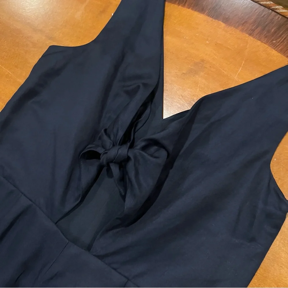 NEW Banana Republic Women’s V-Neck Linen Blend Wide Leg Jumpsuit Navy 00P Petite